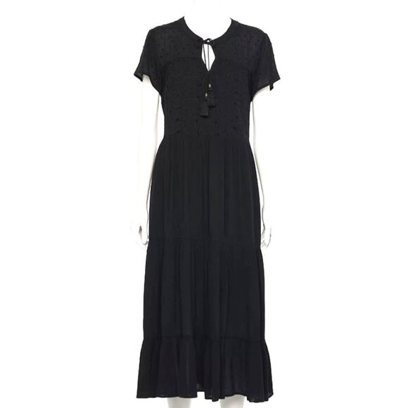 Sonoma Black Tiered Boho Maxi Dress 2X - Picture 1 of 15